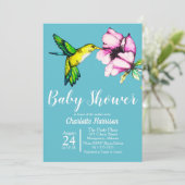 Watercolor Kolibrie & Paarse Bloem Baby Shower Kaart (Staand voorkant)