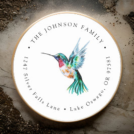 Watercolor Kolibrie Retouradres Ronde Sticker