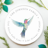 Watercolor Kolibrie Retouradres Ronde Sticker