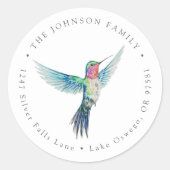 Watercolor Kolibrie Retouradres Ronde Sticker (Voorkant)