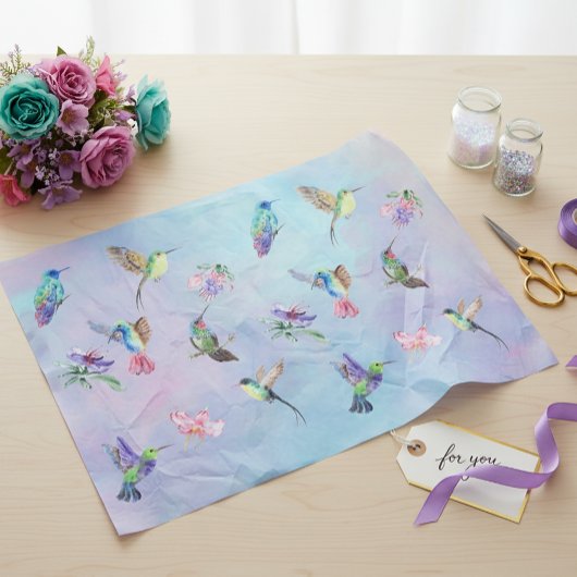 Watercolor Kolibrie Vogel Bloem Tissuepapier