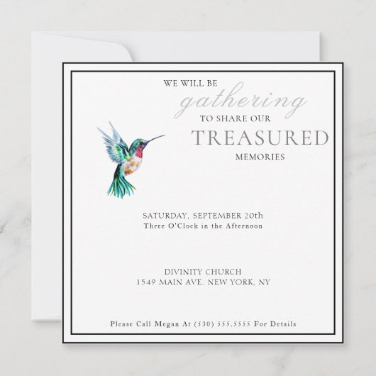 Watercolor Kolibris Levensviering Kaart (Achterkant)