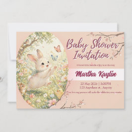Watercolor Konijn Baby Shower Uitnodiging