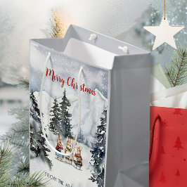 Watercolor Konijn Carolers Cottagecore Medium Cadeauzakje