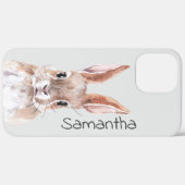 Watercolor Konijn Konijn Gepersonaliseerde Naam Case-Mate iPhone Case (Achterkant (horizontaal))
