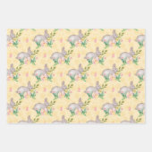 Watercolor Konijn Lente Bloemen Vintage Pasen Inpakpapier Vel (Voorkant 3)