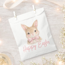 Watercolor Konijn met Roze Strik| Schattig Paas Ko