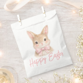 Watercolor Konijn met Roze Strik| Schattig Paas Ko Bedankzakje