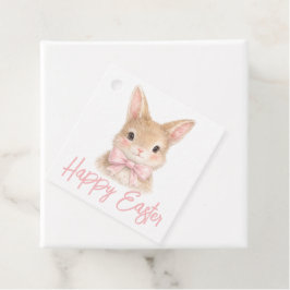Watercolor Konijn met Roze Strik| Schattig Paaskon Bedankjes Labels