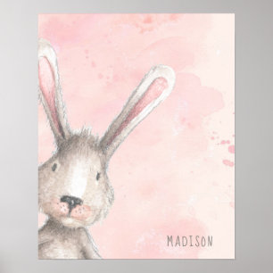 Watercolor Konijn op maat met naam Poster