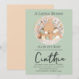 Watercolor Konijn Paas Pastel Mand Baby Shower Kaart