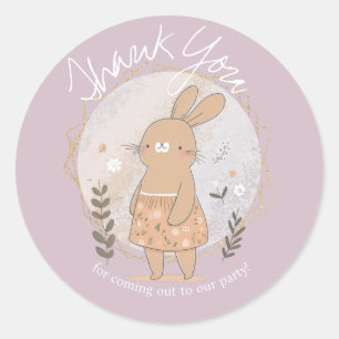 Watercolor Konijn Pasen Verjaardag Bedankt Pastel Ronde Sticker