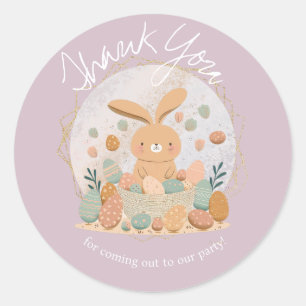 Watercolor Konijn Pasen Verjaardag Boho Dank Je Ronde Sticker