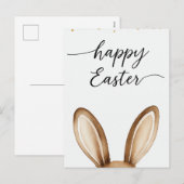 Watercolor Konijn Pasen Wenskaart Feestdagenkaart (Voorkant / Achterkant)