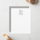 Watercolor Konijn Persoonlijke Briefpapier Notitiekaartje (Voorkant / Achterkant in situ)