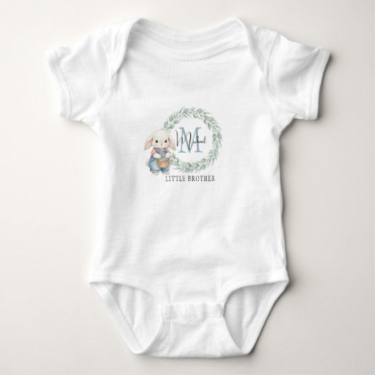 Watercolor Konijn Sibling Gift Set Aangepaste Grot Romper (Voorkant)