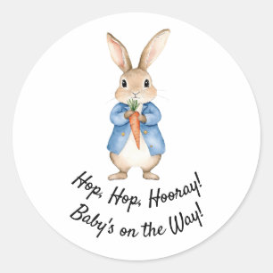 Watercolor Konijn Tuinfeest Baby Shower Ronde Sticker