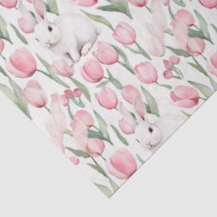 🌷🐇Watercolor Konijn & Tulp Pasen Tissuepapier