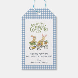 Watercolor Konijnen, Schattige Gelukkige Pasen Gin Cadeaulabel
