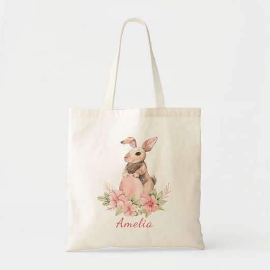 Watercolor Konijnenei Lente Bloemstuk Paaseieren J Tote Bag (Voorkant)
