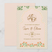 Watercolor koninklijke trouwkaart kaart (Voorkant / Achterkant)