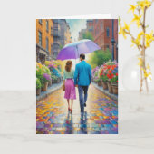 Watercolor Koppel Hand in Hand Romantisch Kaart (Gele Bloem)