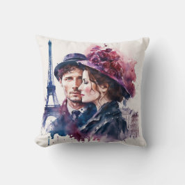 Watercolor Koppel in Parijs Kussen