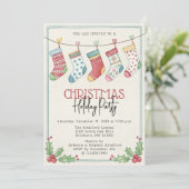 Watercolor Kousen Kerstvakantie Feest Kaart (Staand voorkant)