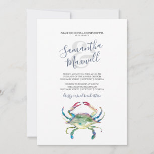 Watercolor Krab Koppels Eetuitnodiging Kaart
