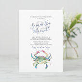 Watercolor Krab Koppels Eetuitnodiging Kaart (Staand voorkant)