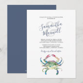 Watercolor Krab Koppels Eetuitnodiging Kaart (Voorkant / Achterkant)