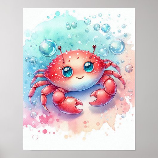 Watercolor Krab Poster (Voorkant)