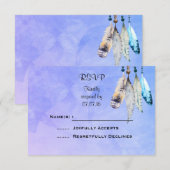 Watercolor Kralen en Veren Trouw RSVP (Voorkant / Achterkant)