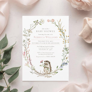Watercolor Krans Bos Egeltje Baby Shower Kaart