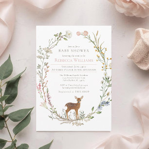 Watercolor Krans Bosland Herten Baby Shower Kaart
