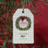 Watercolor Krans Elegant Kerstmis Cadeaulabel