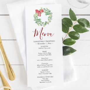 Watercolor Krans Kerstfeest Menu's