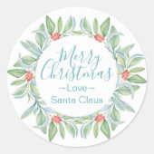 Watercolor Krans Kerststicker Ronde Sticker (Voorkant)