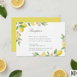 Watercolor Krans Mediterrane Citrus Bruiloft RSVP Kaartje