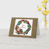 Watercolor Krans met Goud Wenskaart Kaart (Gele Bloem)