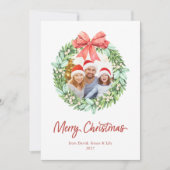 Watercolor Krans Prettig Kerstfeest met fotonamen (Voorkant)
