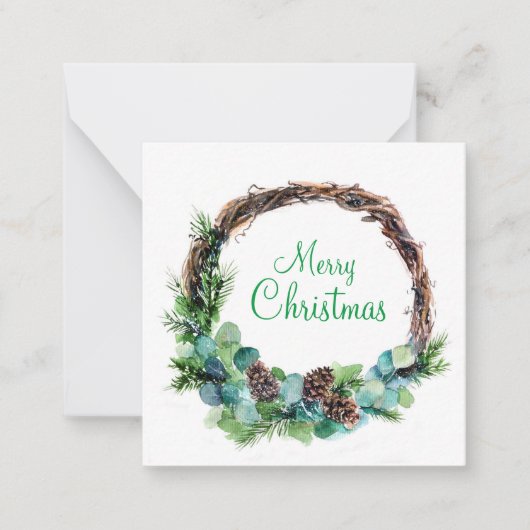 Watercolor krans van kegels notitiekaartje (Voorkant)