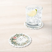 Watercolor krans van zachte roze en witte rozen kartonnen onderzetters (Insitu)