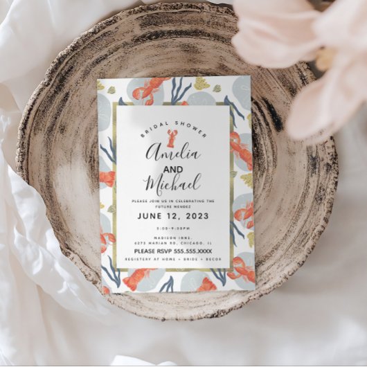 Watercolor Kreeft Crustacea Bruiloftsborrel  Briefkaart