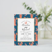 Watercolor Kreeft Garnaal Rivierkreeft Bruidsdiner Briefkaart (Staand voorkant)