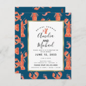 Watercolor Kreeft Garnaal Rivierkreeft Bruidsdiner Briefkaart (Voorkant / Achterkant)