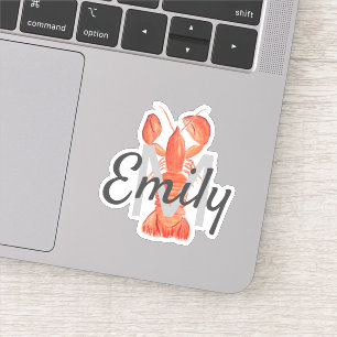 Watercolor Kreeft Monogram Met Naam Op Maat Sticker