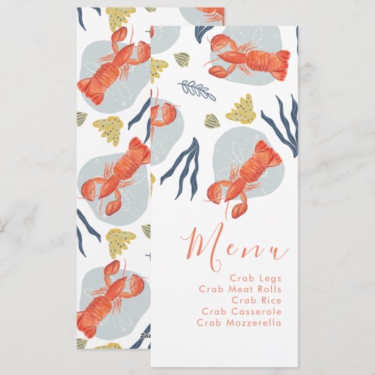 Watercolor Kreeft Nautilus Botanisch Menu (Voorkant / Achterkant)