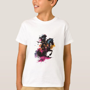 Watercolor krijger op paard silhouet t-shirt