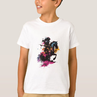 Watercolor krijger op paard silhouet t-shirt